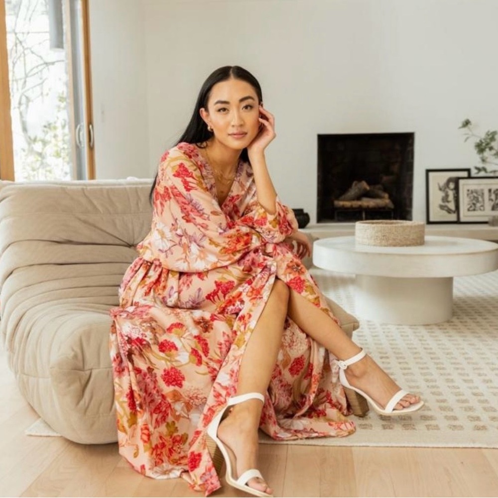 bohme Pink Floral Maxi Dress